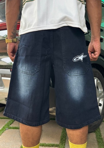 Black Embroidery Jorts