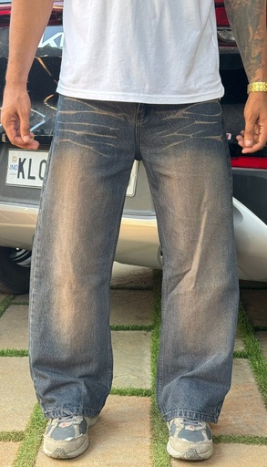 ESSE vintage brown whisker jeans blue