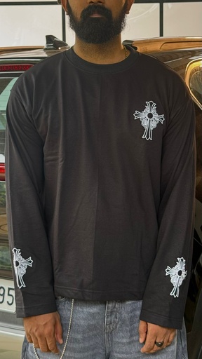 Chrome embroidery IMP look Tshirt - Black HIGH GSM