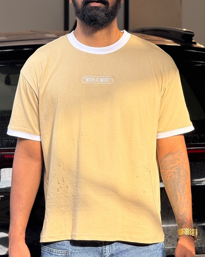 beige Ringer Tshirt