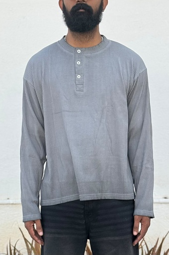 grey Line Textured Henley